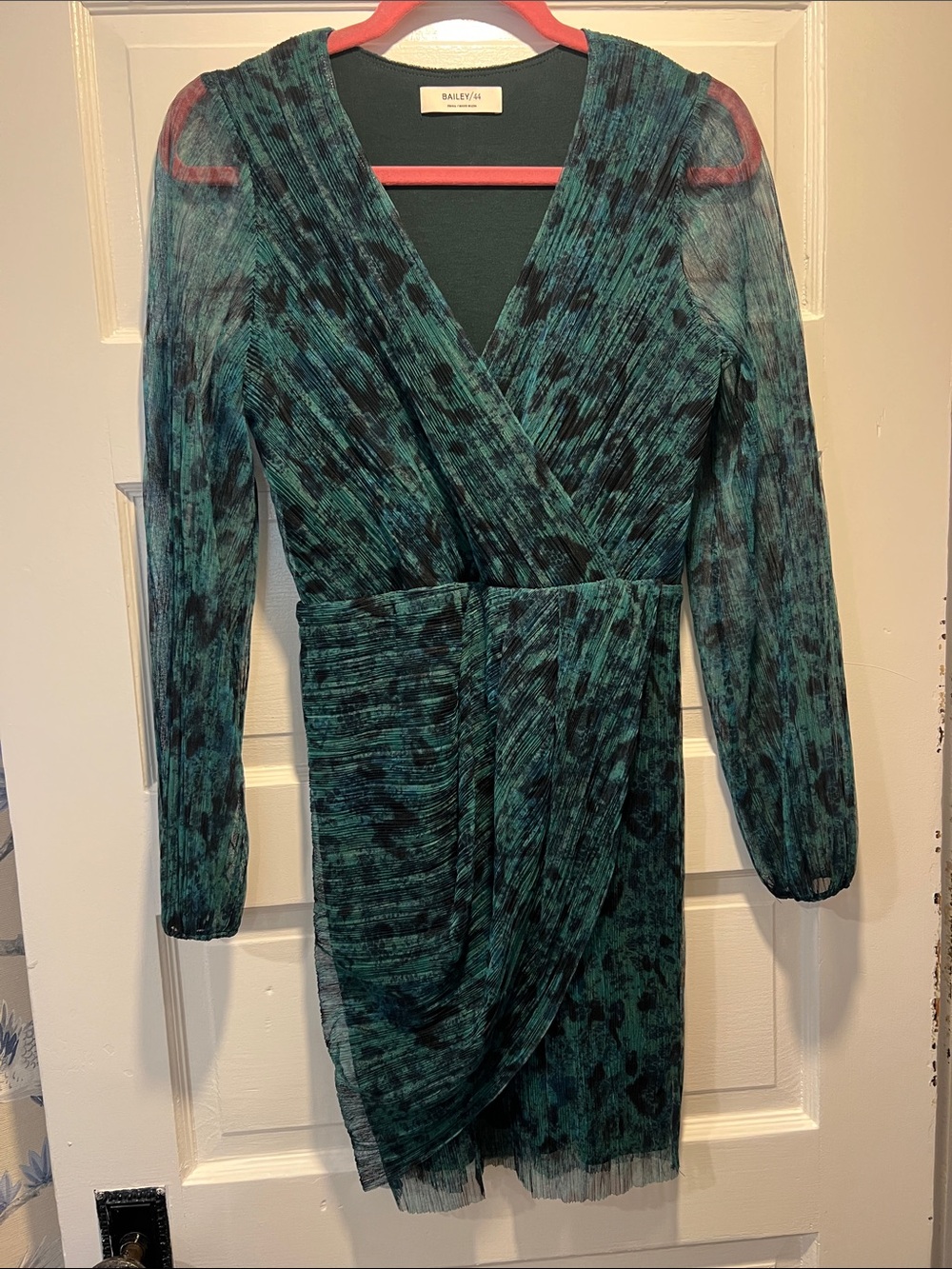 Bailey 44 Teal and Black Long-Sleeve Wrap Dress